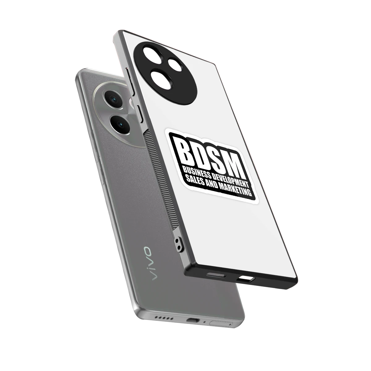 BDSM sleek vivo v30e cover with tempered glass back and TPU edges