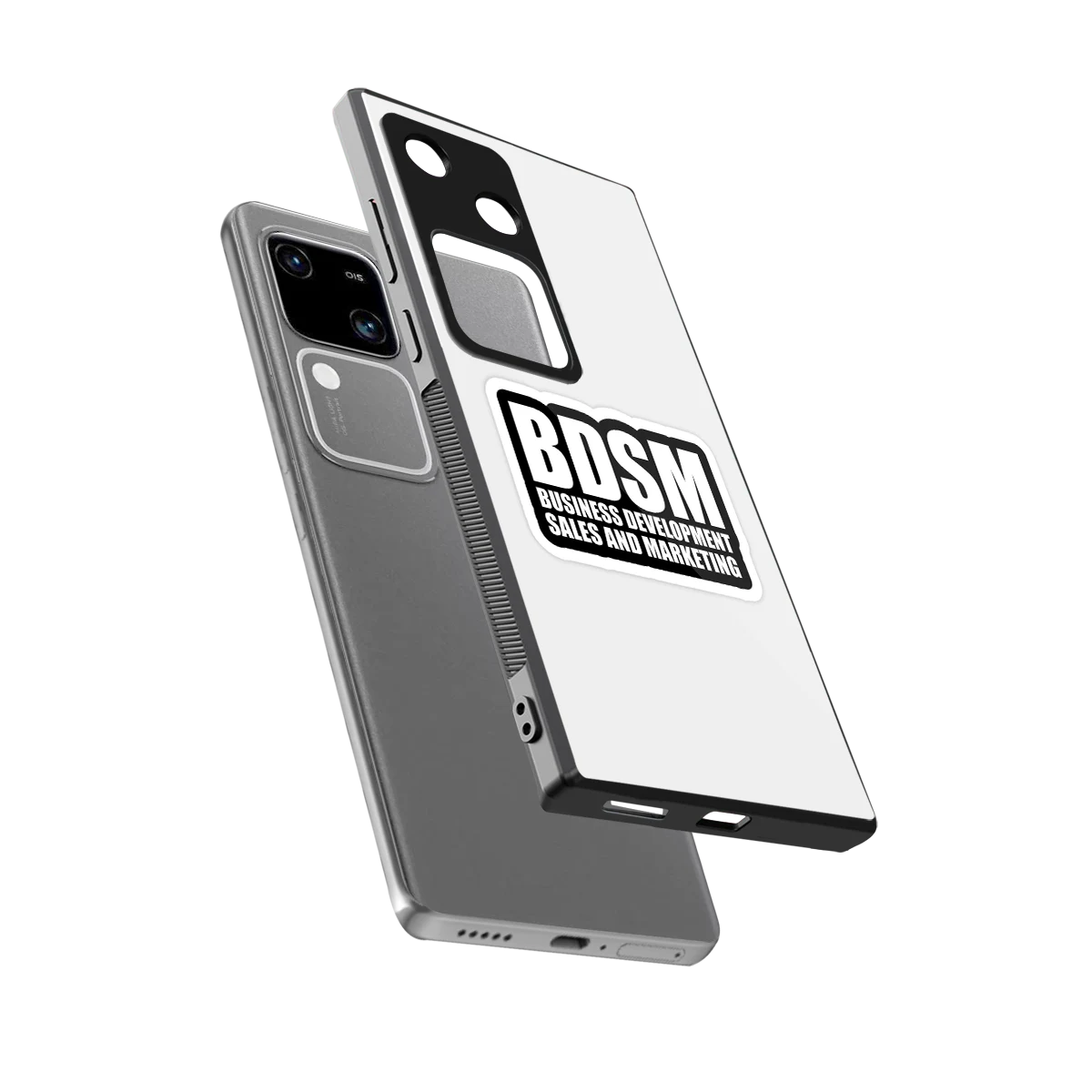 BDSM sleek vivo v30 cover with tempered glass back and TPU edges