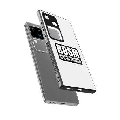 BDSM sleek vivo v30 cover with tempered glass back and TPU edges