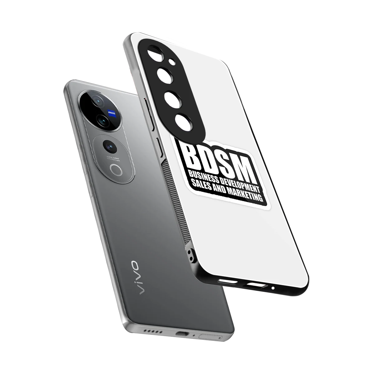 BDSM sleek vivo v40 pro cover with tempered glass back and TPU edges