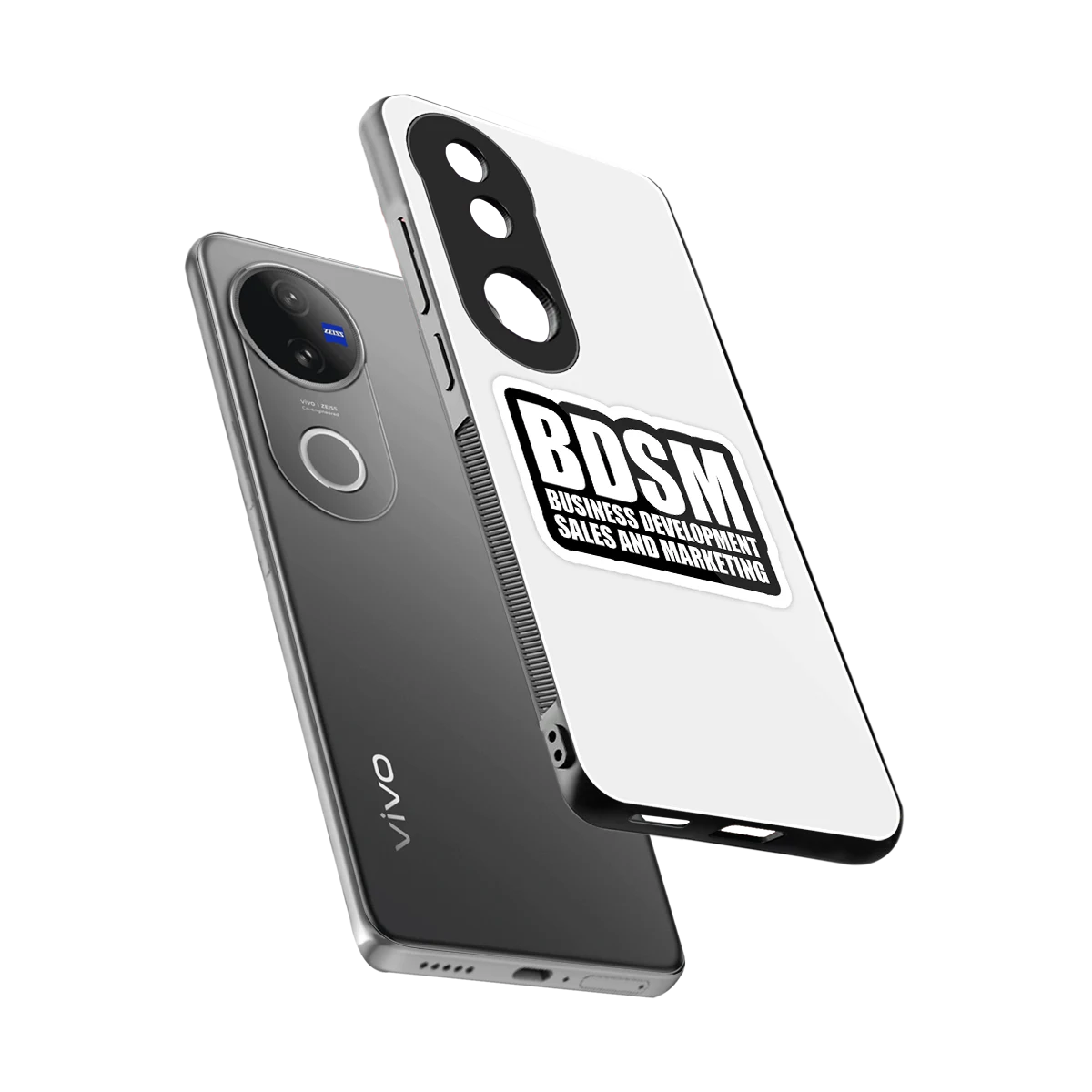 BDSM sleek vivo v50 cover with tempered glass back and TPU edges