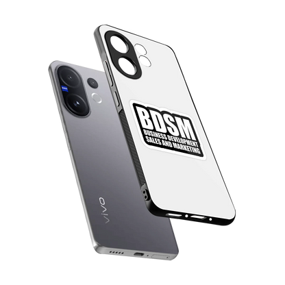 BDSM sleek vivo v60 cover with tempered glass back and TPU edges