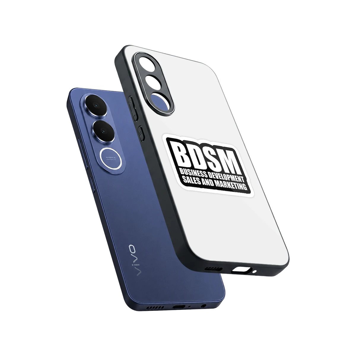BDSM sleek vivo v70 fe cover with tempered glass back and TPU edges