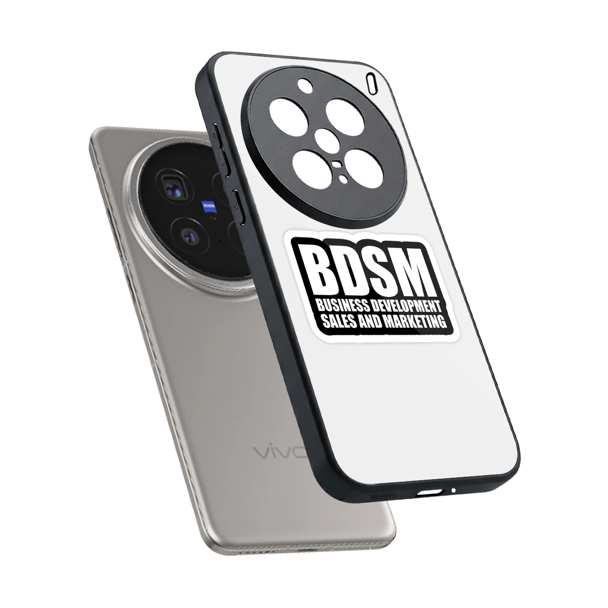 BDSM sleek vivo x200 pro cover with tempered glass back and TPU edges