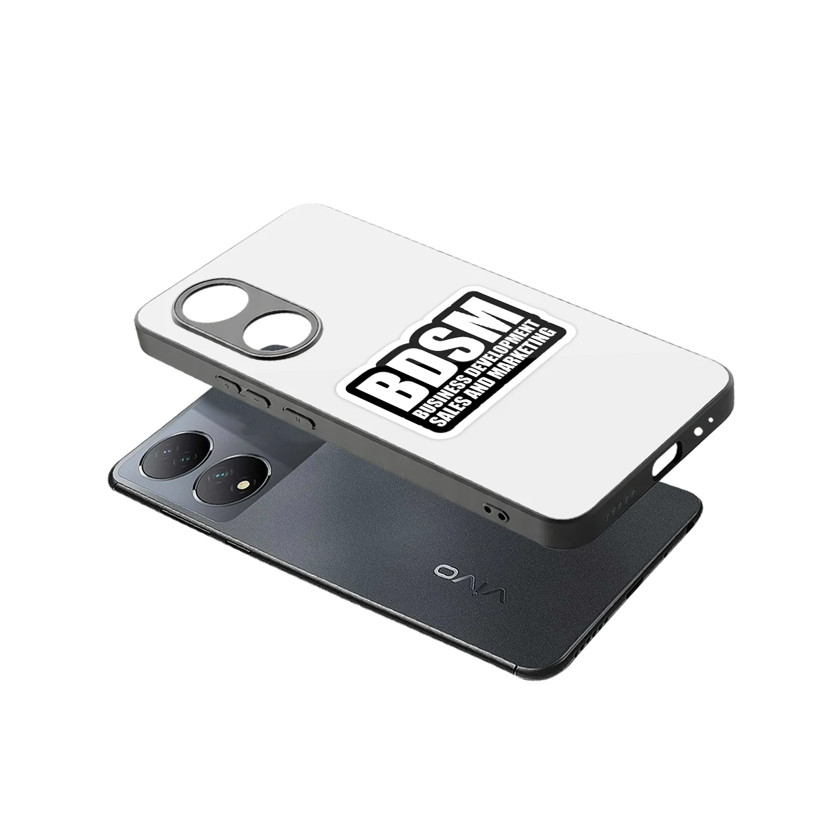 BDSM sleek Vivo-y100 cover with tempered glass back and TPU edges