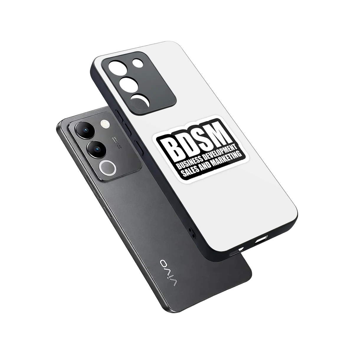 BDSM sleek vivo y200 5g cover with tempered glass back and TPU edges