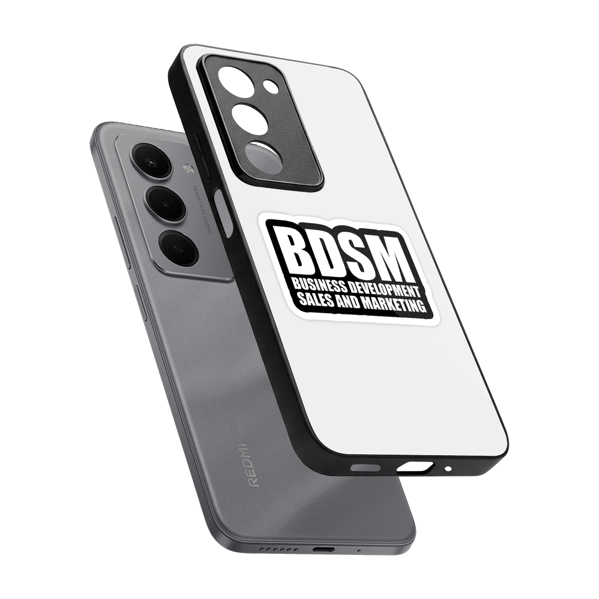 BDSM sleek redmi 15 5g cover with tempered glass back and TPU edges