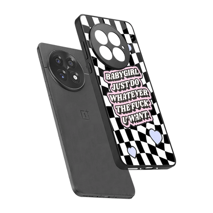 Babygirl sleek oneplus 13 cover with tempered glass back and TPU edges