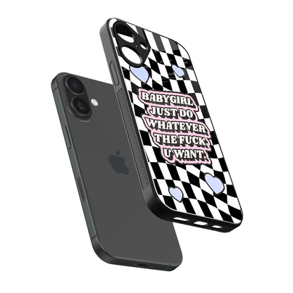 Babygirl sleek iphone 16 plus cover with tempered glass back and TPU edges