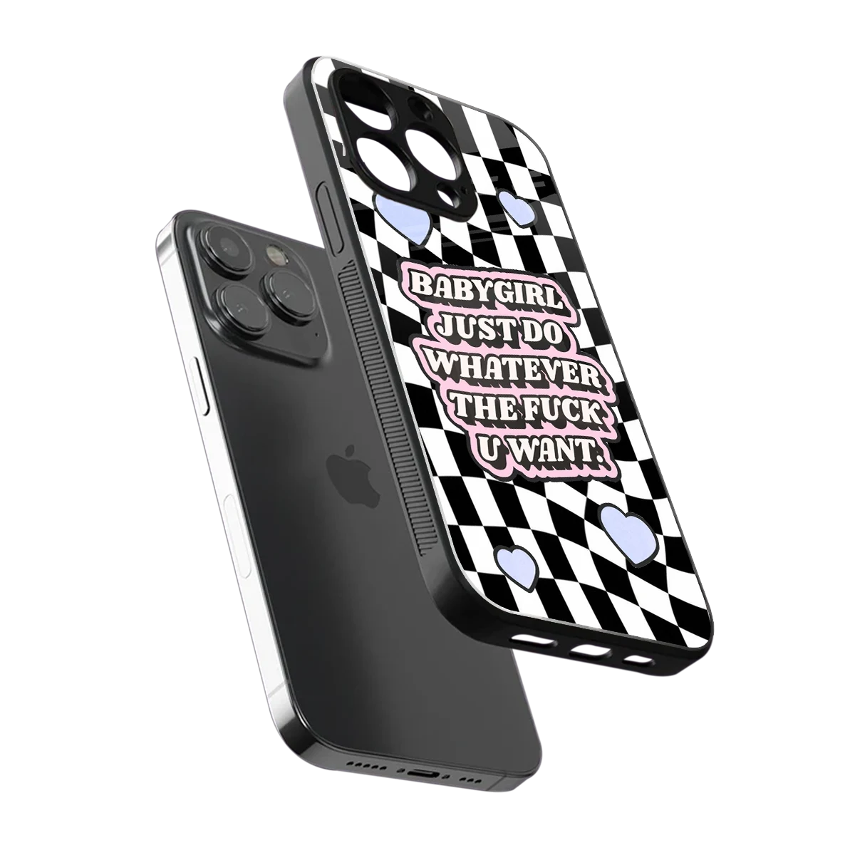 Babygirl sleek iphone 16 pro max cover with tempered glass back and TPU edges