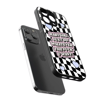 Babygirl sleek iphone 16 pro max cover with tempered glass back and TPU edges