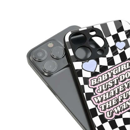 Babygirl stylish phone case for iphone 15 pro max | glossy glass and slim fit