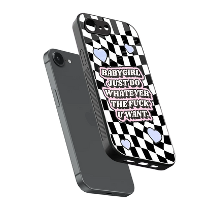 Babygirl sleek iphone 17e cover with tempered glass back and TPU edges