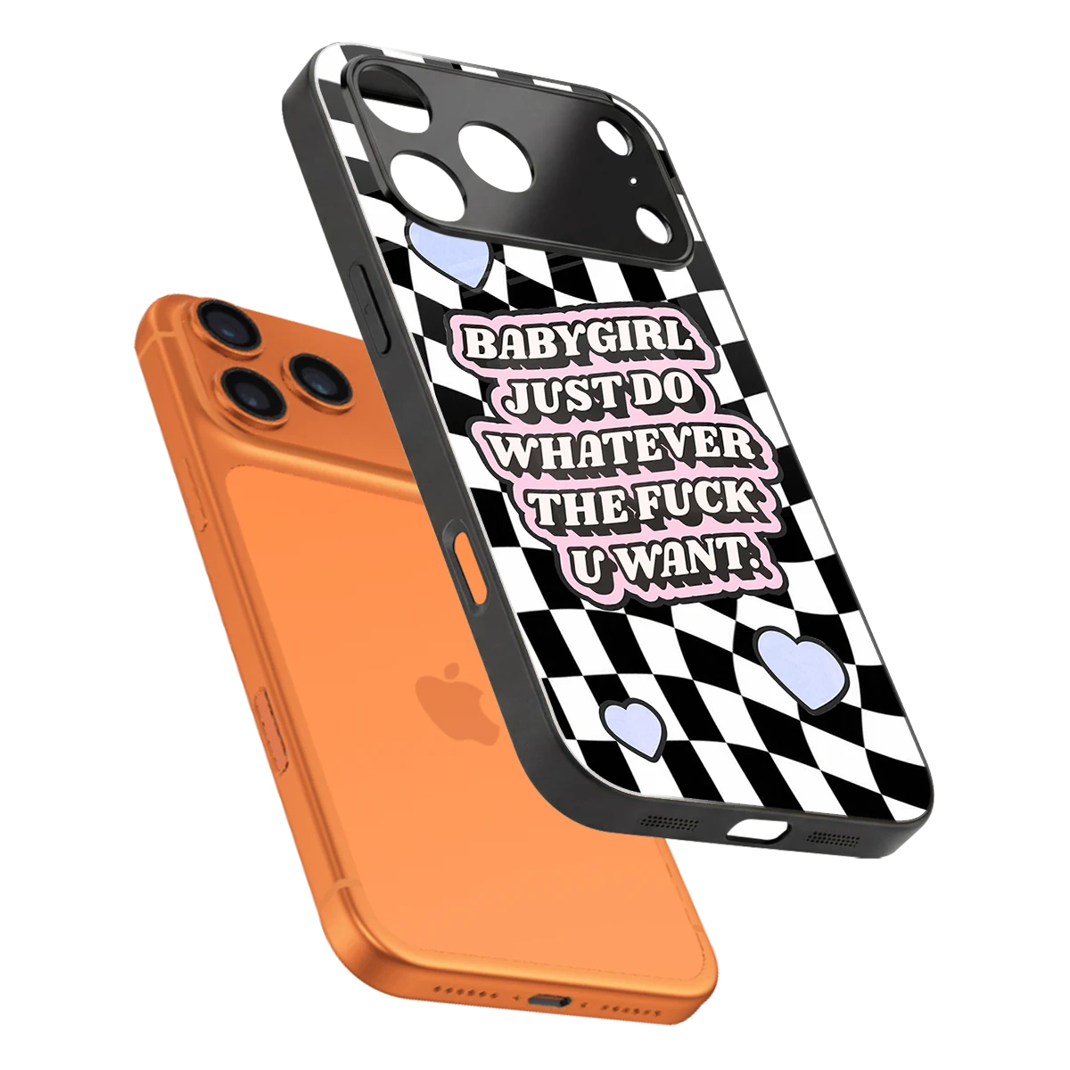 Babygirl sleek iphone 17 pro cover with tempered glass back and TPU edges