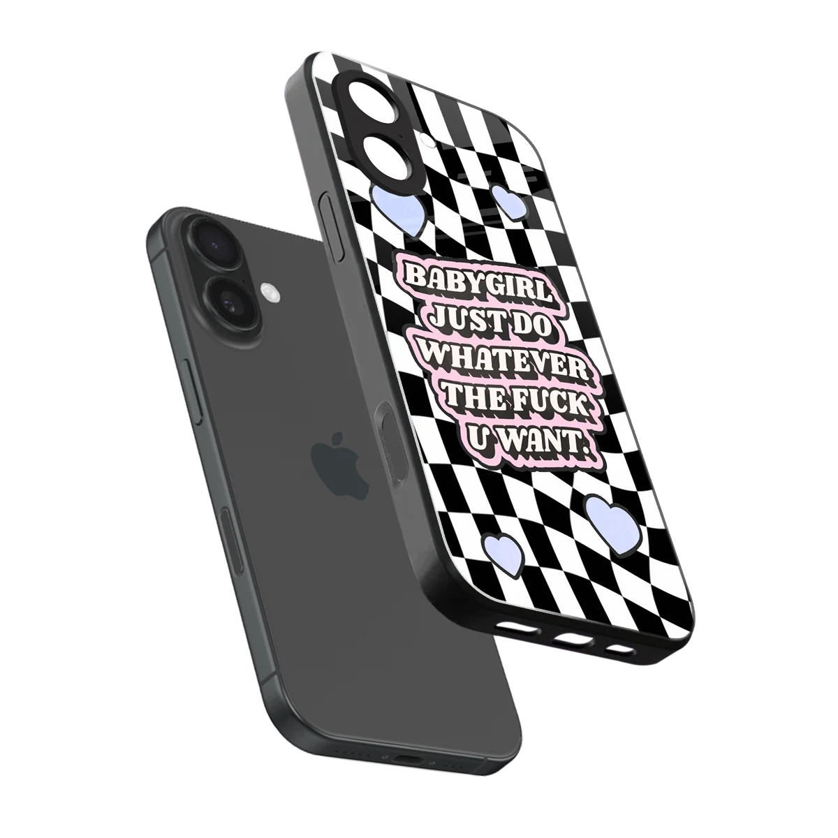 Babygirl sleek iphone 17 cover with tempered glass back and TPU edges