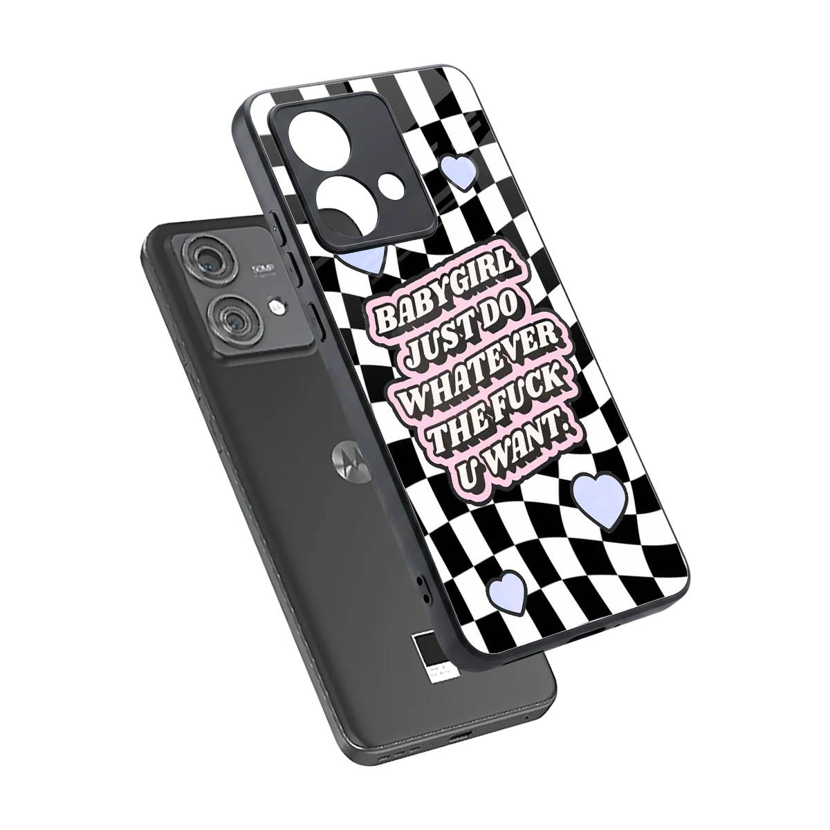 Babygirl sleek motorola edge 40 neo 5g cover with tempered glass back and TPU edges