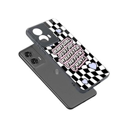 Babygirl sleek motorola edge 50 fusion cover with tempered glass back and TPU edges