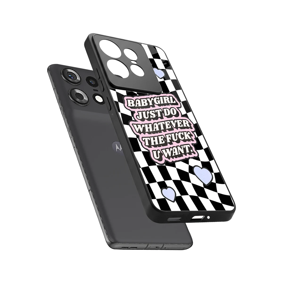 Babygirl sleek motorola edge 50 pro cover with tempered glass back and TPU edges