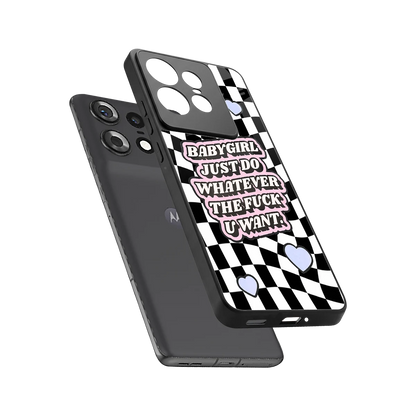 Babygirl sleek motorola edge 50 pro cover with tempered glass back and TPU edges
