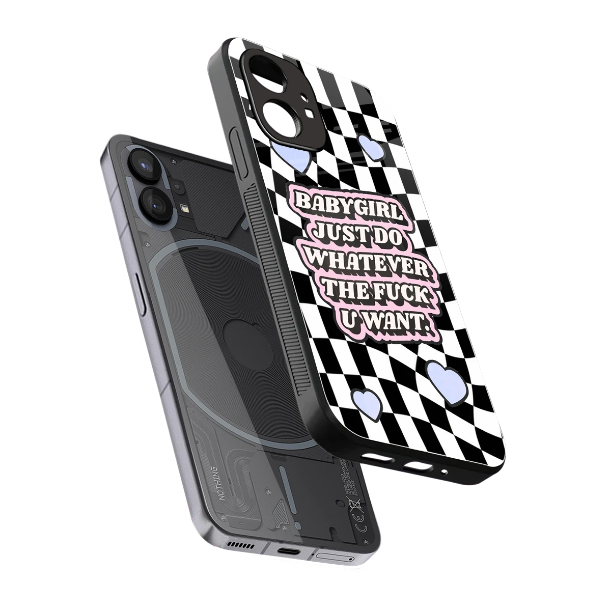 Babygirl sleek nothing phone 1 cover with tempered glass back and TPU edges