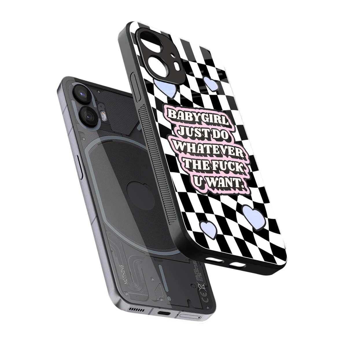 Babygirl sleek nothing phone 2 cover with tempered glass back and TPU edges