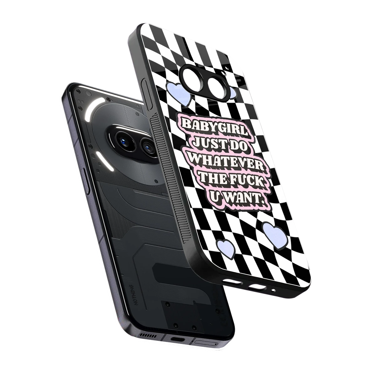 Babygirl sleek nothing phone 2a cover with tempered glass back and TPU edges