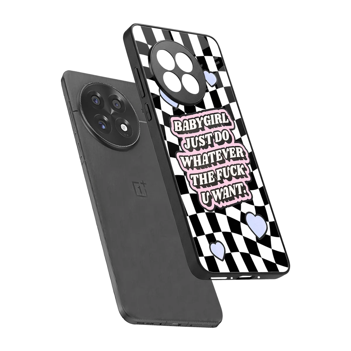Babygirl sleek oneplus 13r cover with tempered glass back and TPU edges