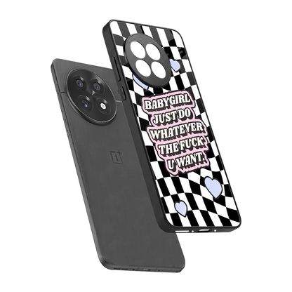 Babygirl sleek oneplus 13r cover with tempered glass back and TPU edges