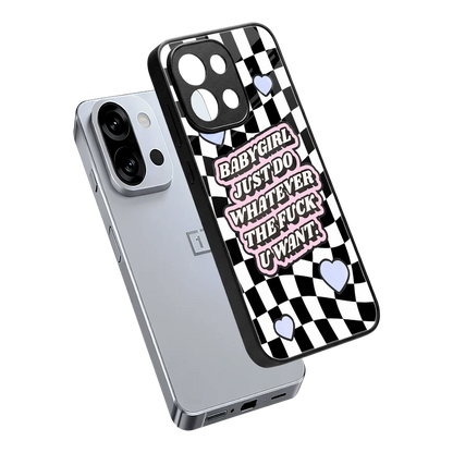 Babygirl sleek oneplus 13s cover with tempered glass back and TPU edges