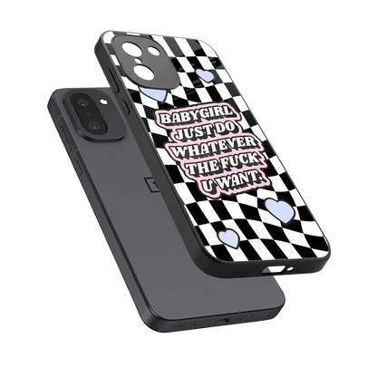 Babygirl sleek oneplus 15r cover with tempered glass back and TPU edges