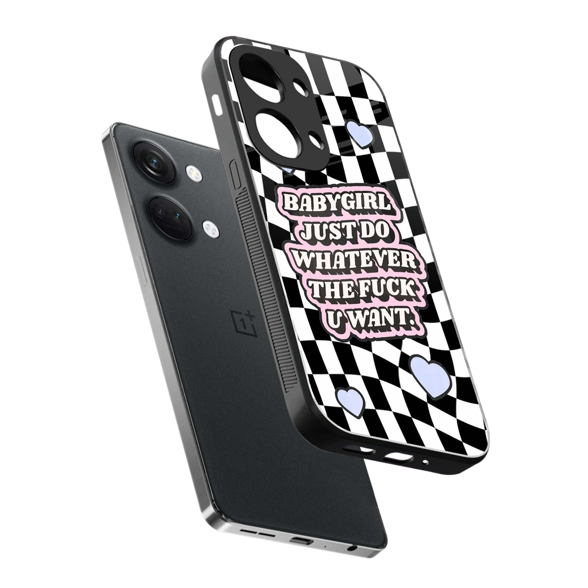 Babygirl sleek oneplus nord 3 cover with tempered glass back and TPU edges