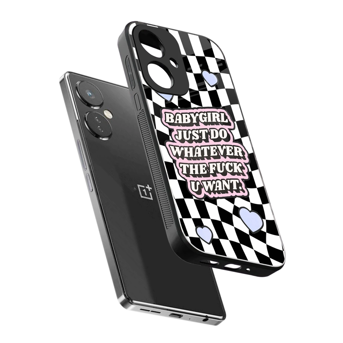 Babygirl sleek oneplus nord ce 3 cover with tempered glass back and TPU edges