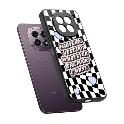 Babygirl sleek oppo f29 5g cover with tempered glass back and TPU edges