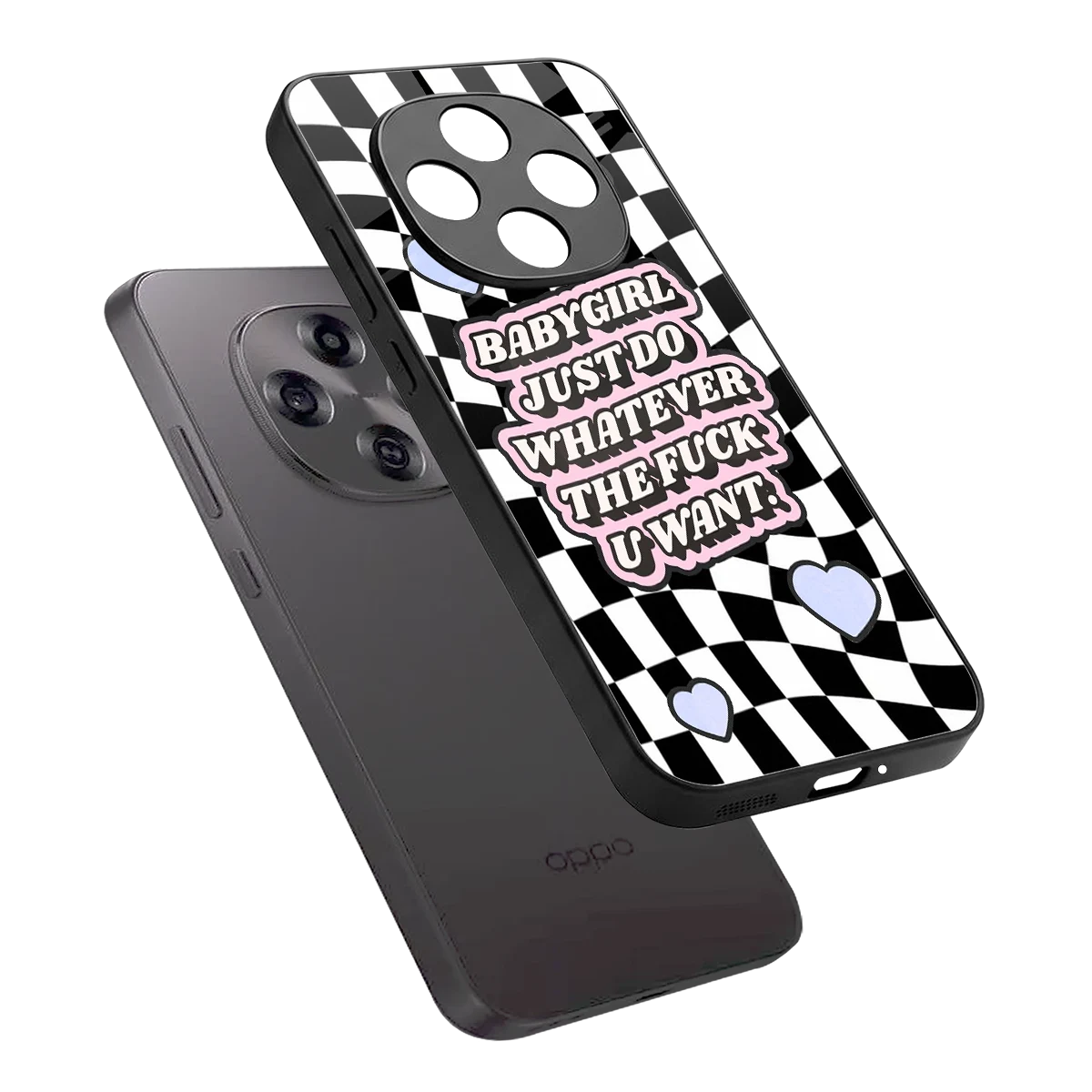 Babygirl sleek oppo f31 pro 5g cover with tempered glass back and TPU edges