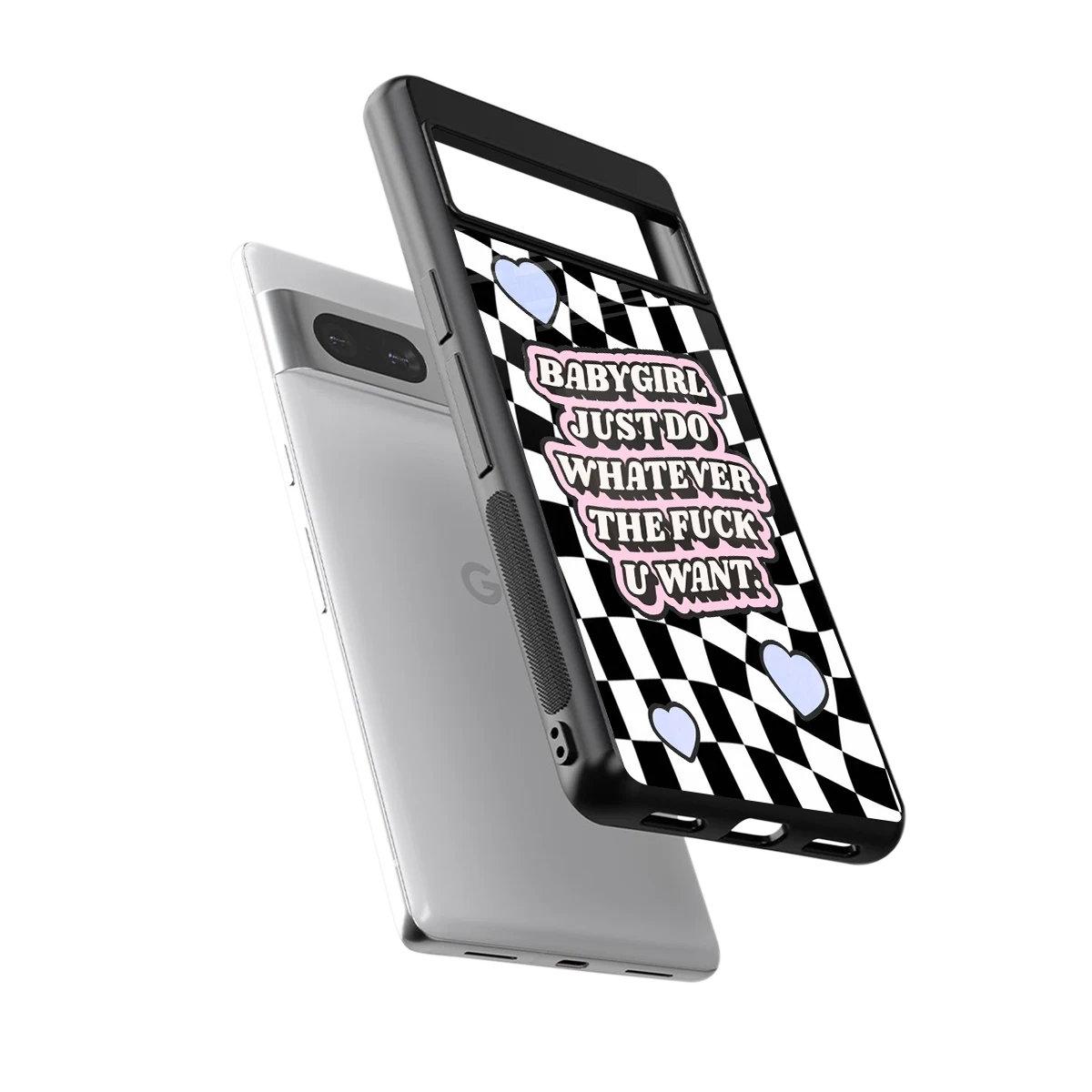 Babygirl sleek google pixel 7a cover with tempered glass back and TPU edges