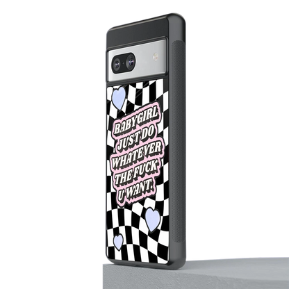 Babygirl stylish phone case for google pixel 7 | glossy glass and slim fit