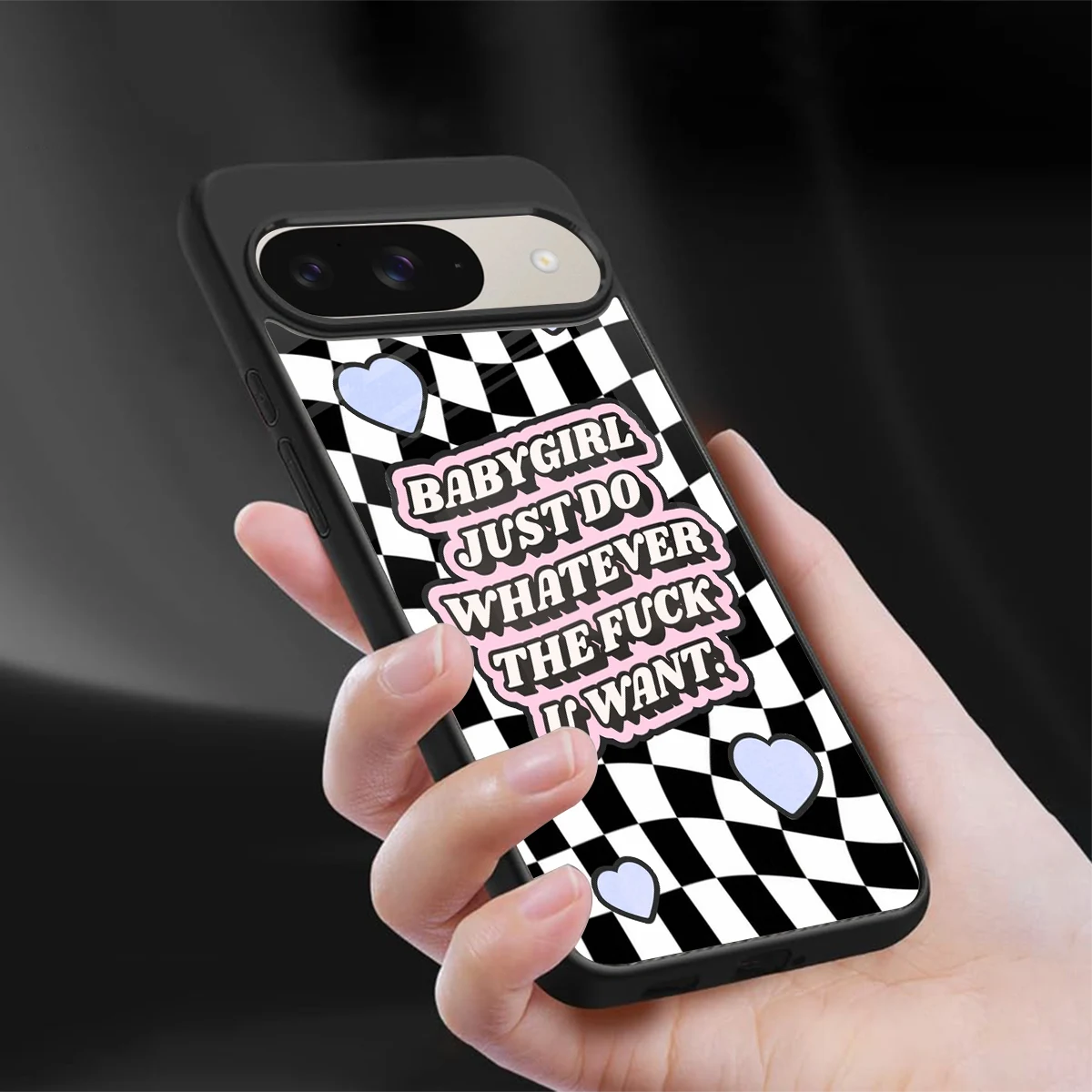 Babygirl sleek google pixel 9 cover with tempered glass back and TPU edges