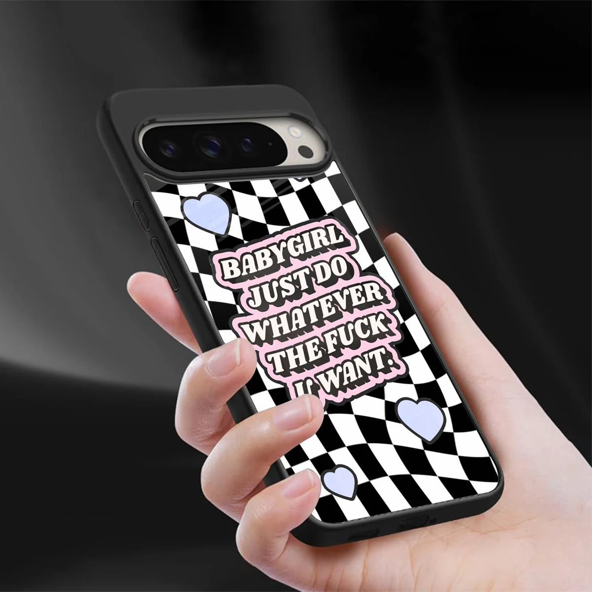 Babygirl sleek google pixel 9 pro cover with tempered glass back and TPU edges