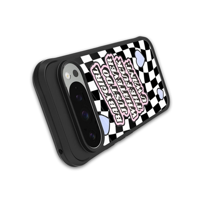 Babygirl stylish phone case for google pixel 9 pro xl | glossy glass and slim fit