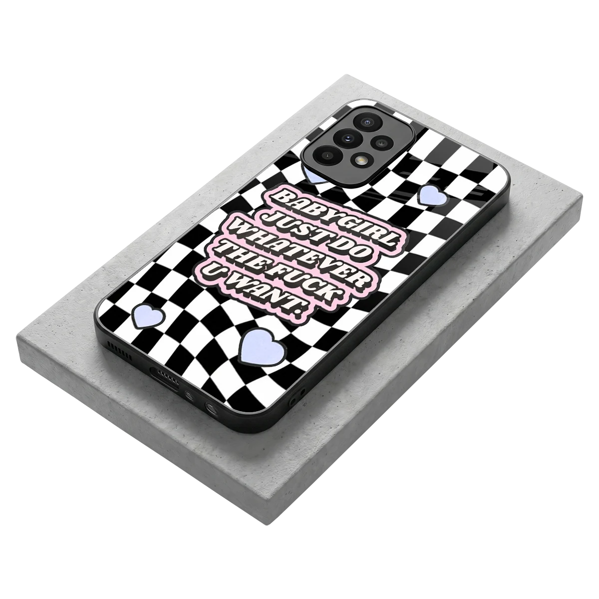 Babygirl stylish phone case for samsung galaxy a23 | glossy glass and slim fit