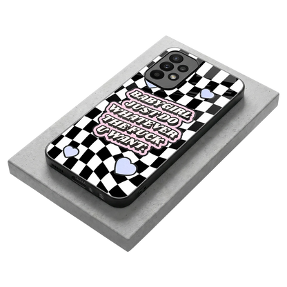 Babygirl stylish phone case for samsung galaxy a23 | glossy glass and slim fit