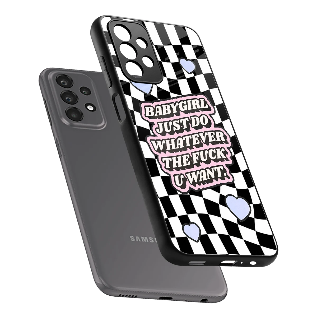Babygirl sleek samsung galaxy a23 cover with tempered glass back and TPU edges