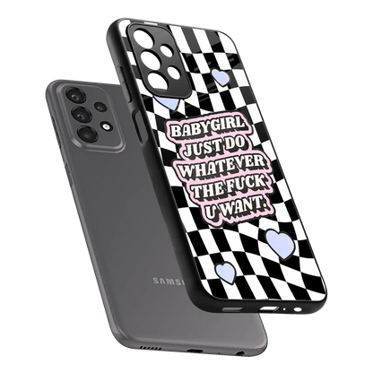 Babygirl sleek samsung galaxy a23 cover with tempered glass back and TPU edges