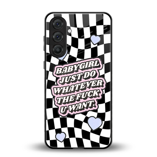 Babygirl back phone cover | glass case for samsung galaxy m36 5g