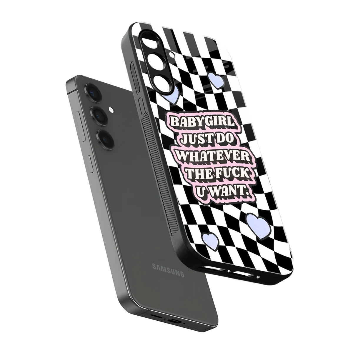 Babygirl sleek samsung galaxy a55 5g cover with tempered glass back and TPU edges