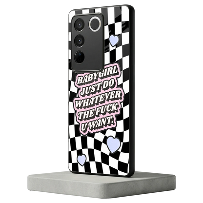 Babygirl vivo v27 5g mobile cover | shockproof glass phone case