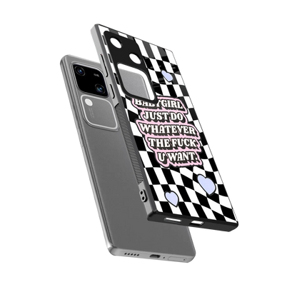 Babygirl sleek vivo v30 cover with tempered glass back and TPU edges