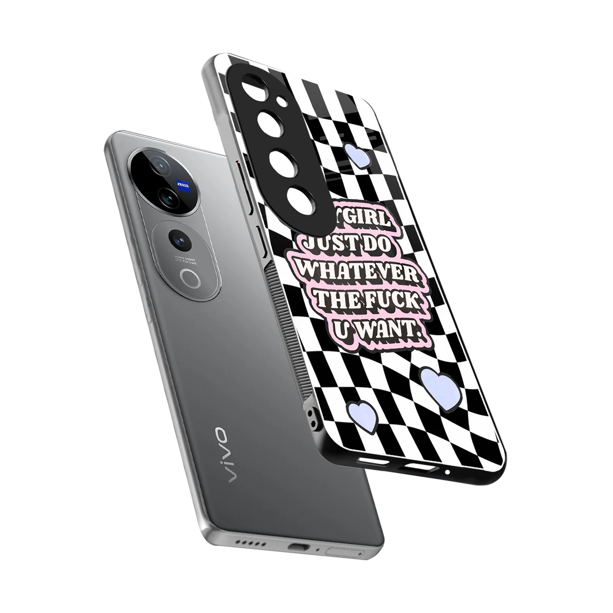 Babygirl sleek vivo v40 pro cover with tempered glass back and TPU edges