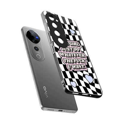 Babygirl sleek vivo v40 pro cover with tempered glass back and TPU edges