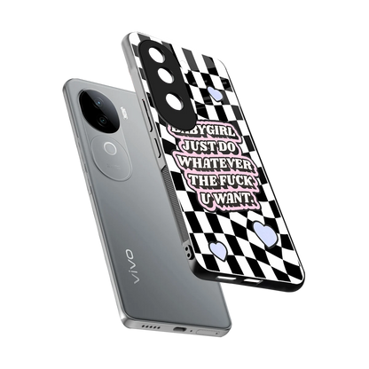 Babygirl sleek vivo v40e cover with tempered glass back and TPU edges